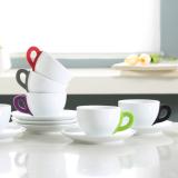 160CC wholesale ceramic tea cups and saucers with colorful silicone handle